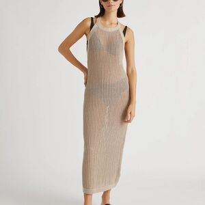 Quince Sleeveless Beige Knit Maxi Dress